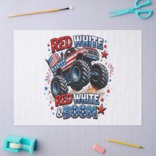 Papel De Seda Camión Monstruo Red White Boom