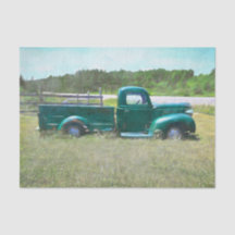 Camión pickup verde rústico antiguo retro vintage