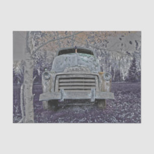 Papel De Seda Camión Retro Vintage Lavanda Púrpura Gris Rústico