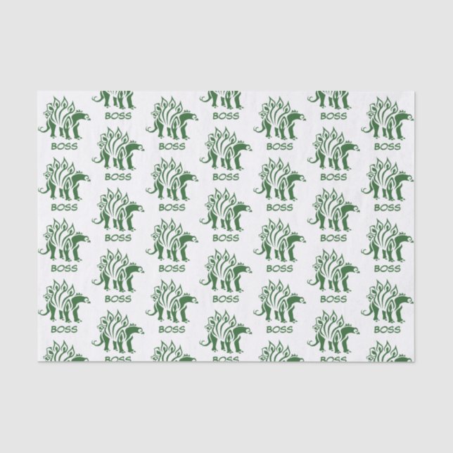 Papel De Seda Camión verde Stegosaurus Dinosaurio (Anverso)
