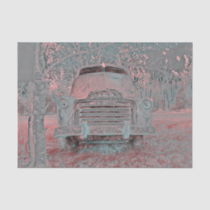 Papel De Seda Camión Vintage Rústico Rosa Gris Pastel Retro
