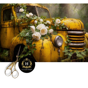 Papel De Seda Camioncito decoupage de rosa amarilla rústica
