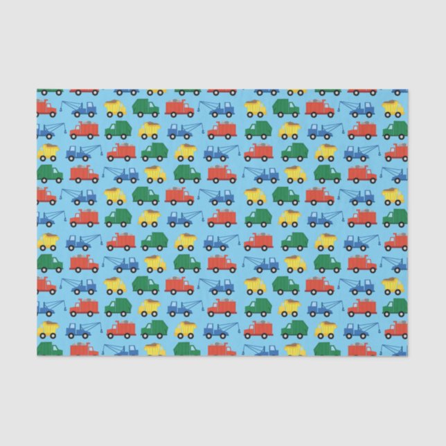 Papel De Seda Camiones Camiones Cute Primer Tema Fiesta de Cumpl (Anverso)