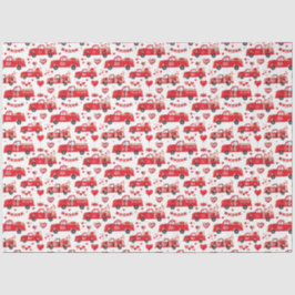 Papel De Seda Camiones de San Valentín en blanco