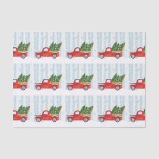 Papel De Seda Camioneta pickup roja del navidad en un camino