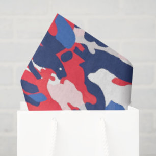 Papel De Seda Camo Patriótico Rojo Blanco Azul USA Libertad