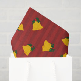 Papel De Seda Campana de oro de franja roja de Navidad
