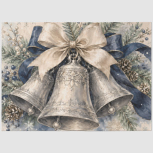 Papel De Seda Campanas de Navidad de plata elegantes en acuarela