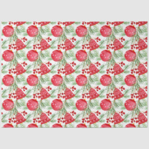 Papel De Seda Campanas rojas elegantes de abeto Bauble Navidad