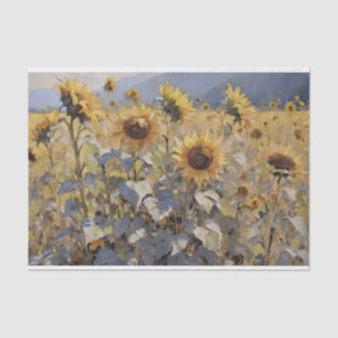 Papel De Seda Campo acuarela de descomposición de girasoles