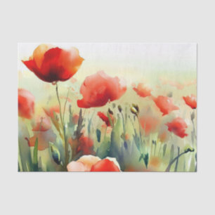 Papel De Seda Campo de acuarela de flor-adormidera (D)