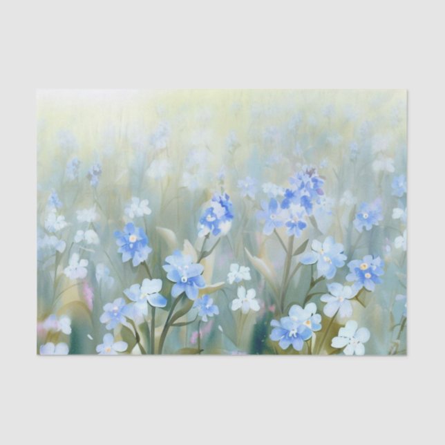 Papel De Seda Campo de acuarela de flor-nomeolvides-no (C) (Anverso)