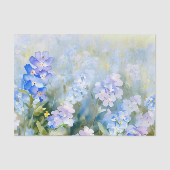 Papel De Seda Campo de acuarela de flores-nomeolvides-no (A) (Anverso)