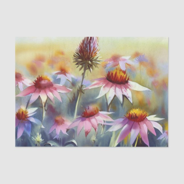 Papel De Seda Campo de flores-acuarela (A) (Anverso)