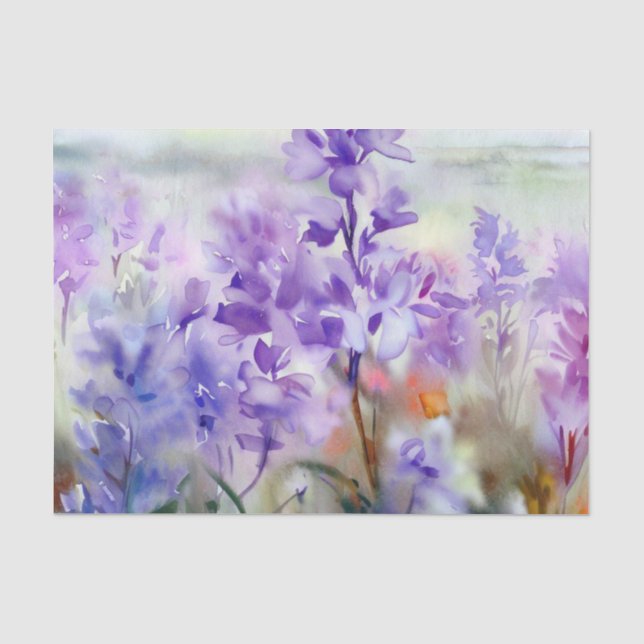 Papel De Seda Campo de flores-acuarela (A) (Anverso)