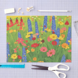 Papel De Seda Campo de flores Arte decorativo vintage