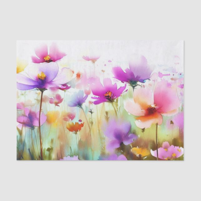 Papel De Seda Campo de flores-Cosmos (D) (Anverso)