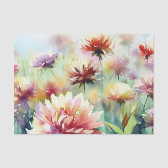 Papel De Seda Campo de flores-Dahlia (D) Acuarela (Anverso)