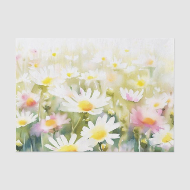 Papel De Seda Campo de flores-Daisy (D) Acuarela (Anverso)