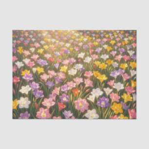 Papel De Seda Campo de Flores de Lirio Arcoíris Vibrante