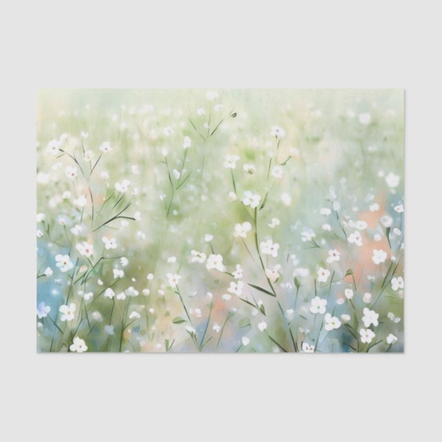 Papel De Seda Campo de flores-Gypsophila (A) Acuarela (Anverso)