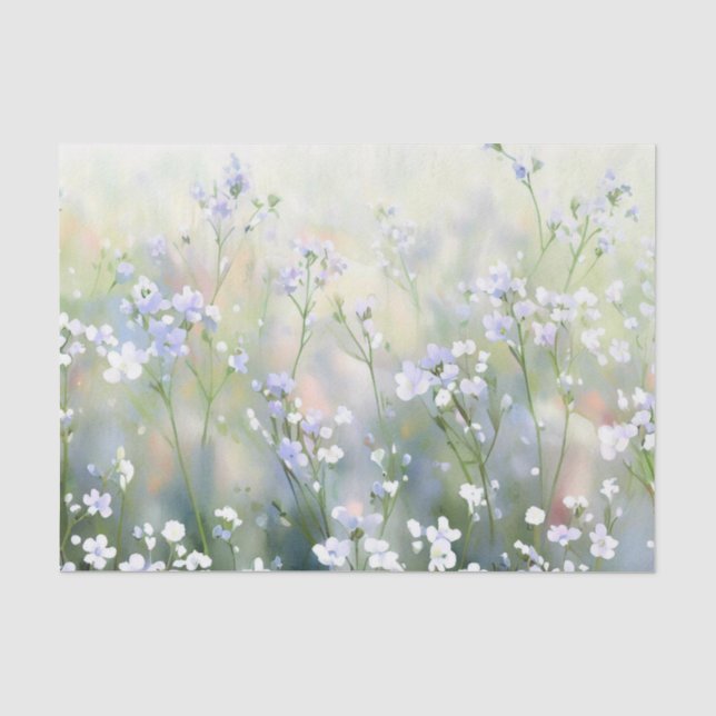 Papel De Seda Campo de flores-Gypsophila (B) Acuarela (Anverso)