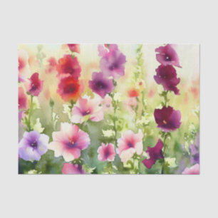 Papel De Seda Campo de Flores-Hollyhock (A) Acuarela