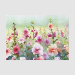 Papel De Seda Campo de flores-Hollyhock (B) Acuarela