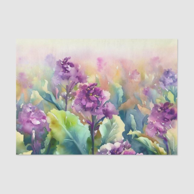 Papel De Seda Campo de flores-Kale (D) Acuarela (Anverso)