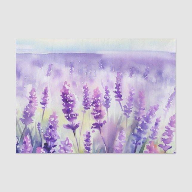 Papel De Seda Campo de flores-Lavanda (B) Acuarela (Anverso)