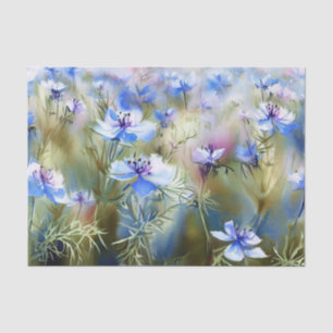 Papel De Seda Campo de flores-Nigella (A) Acuarela