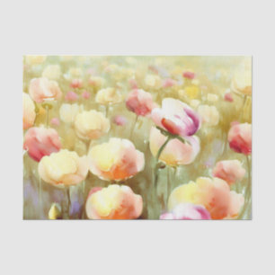 Papel De Seda Campo de flores-Ranunculus (D) Acuarela