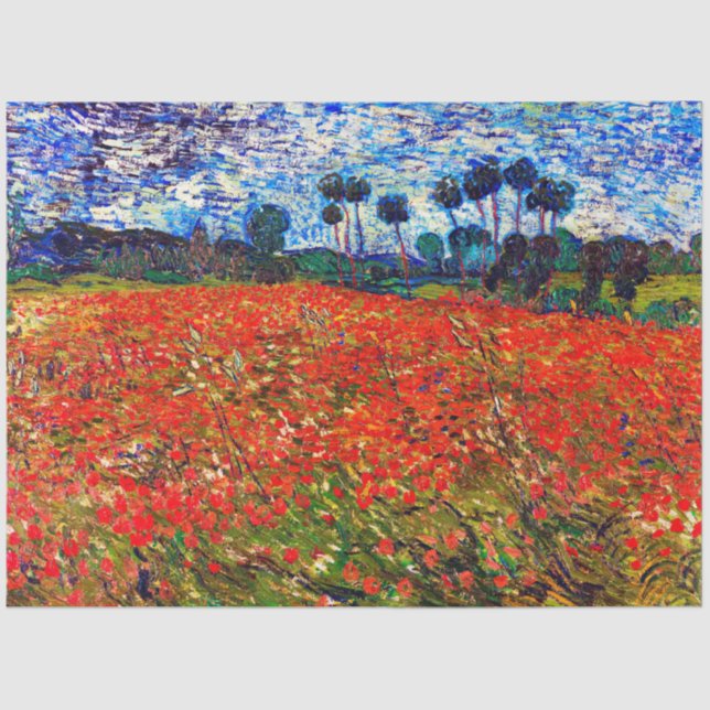 Papel De Seda Campo de flores rojas, Van Gogh (Anverso)