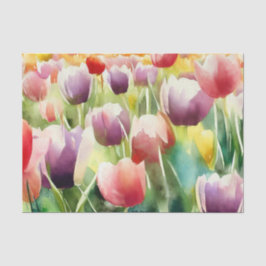 Papel De Seda Campo de flores-Tulipán (D) Acuarela