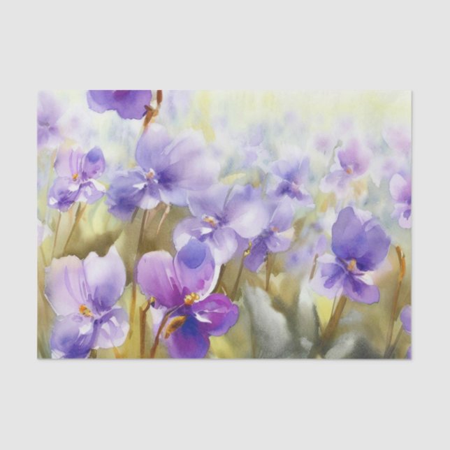 Papel De Seda Campo de Flores-Violeta (C) Acuarela (Anverso)