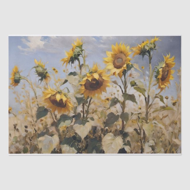 Papel De Seda Campo de Girasoles en Acuarela Decoupage (Anverso)