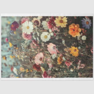 Papel De Seda Campo de hermosas flores con desenlace de margarit