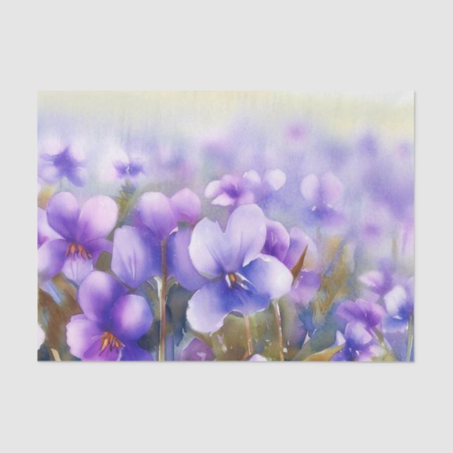 Papel De Seda Campo de la acuarela violeta (D) (Anverso)