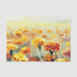 Papel De Seda Campo de las flores-acuarela Marigold (D)
