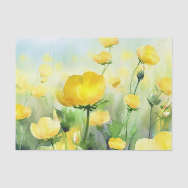 Papel De Seda Campo de las flores-mariposas (B) (Anverso)