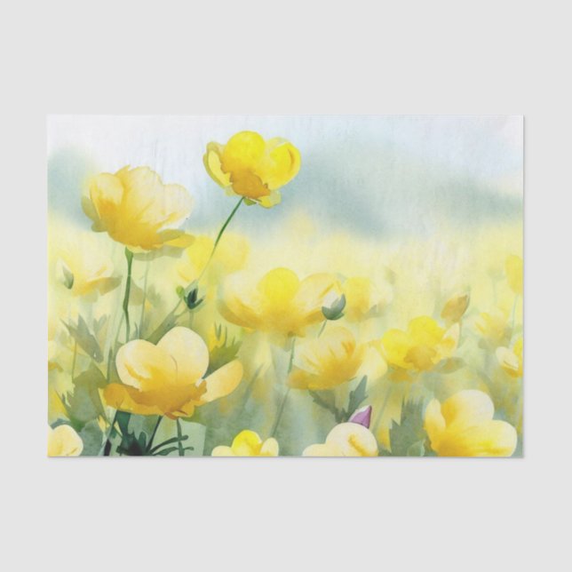 Papel De Seda Campo de las flores-mariposas (C) (Anverso)