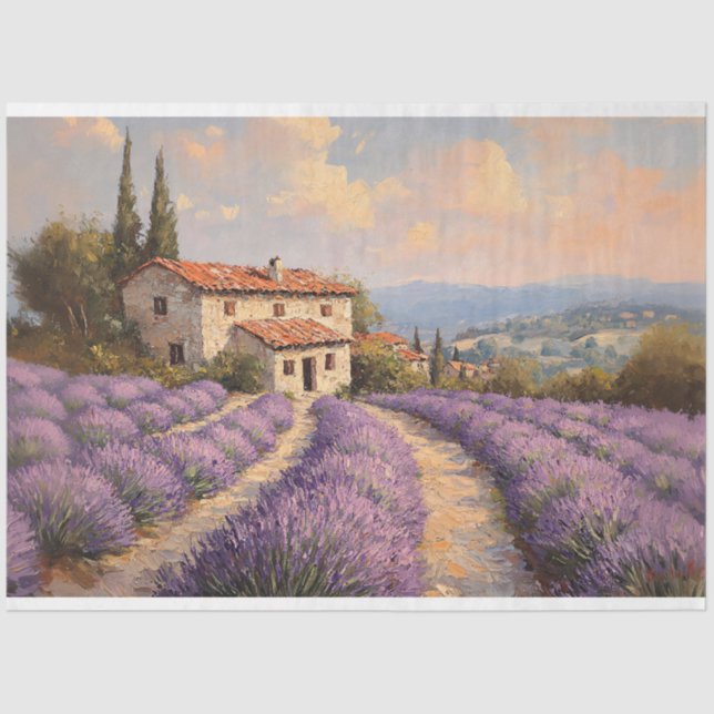 Papel De Seda Campo de Lavanda Toscana con desprendimiento de ca (Anverso)