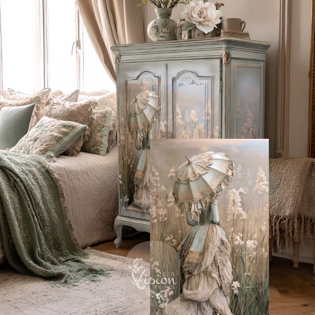 Papel De Seda Campo de sueños Retrato romántico y parasol (Field of Dreams, Portrait & Parasol, Elegant Lady, French Bouffant, Perennials Floral Decoupage.)