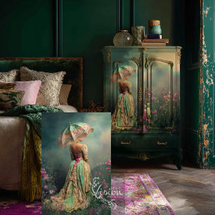 Papel De Seda Campo de Sueños, Retrato y Parasol, Verde Esmerald