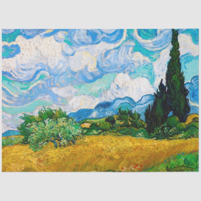 Papel De Seda Campo de trigo con cipreses, Van Gogh (Anverso)