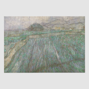 Papel De Seda Campo de trigo en lluvia de Vincent van Gogh