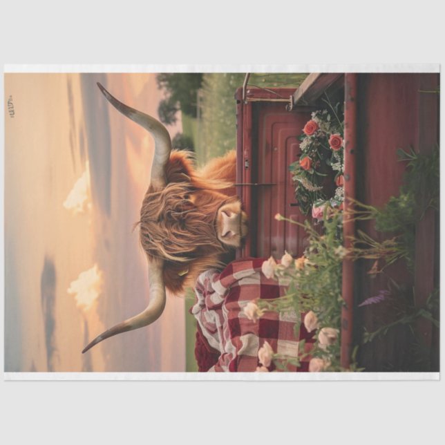 Papel De Seda Campo de vacas de montaña del camión de remolque d (Anverso)