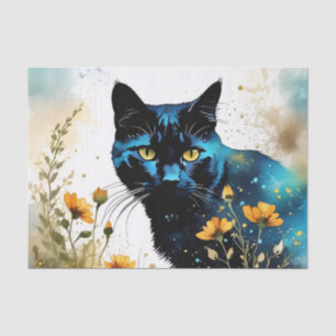 Papel De Seda Campo vibrante de flores de gato negro en primaver