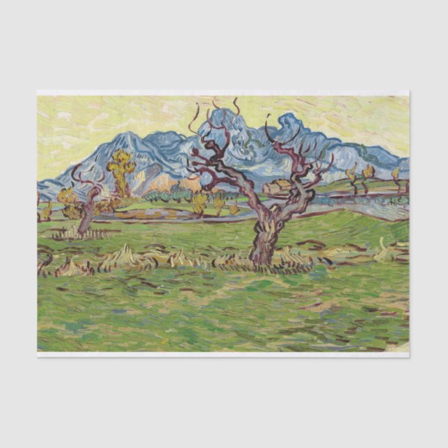 Papel De Seda Campos cerca de los Alpilles Vincent van Gogh (Anverso)