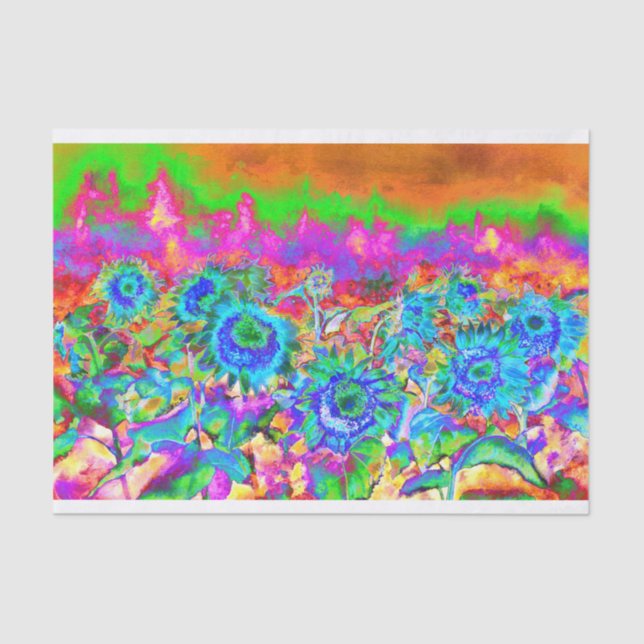 Papel De Seda Campos de girasol _ azul (Anverso)